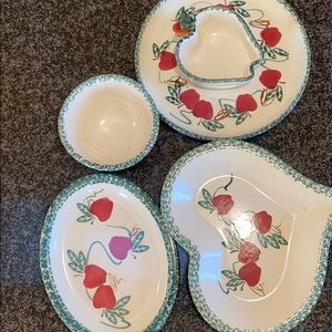 Apple pottery serving set